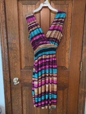Multi-Color Striped V-Neck Sundress - Women